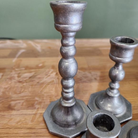 Carson Pewter Candlestick Holders w/Octagon Base Freeport Pa Set of 4 - Picture 5 of 10